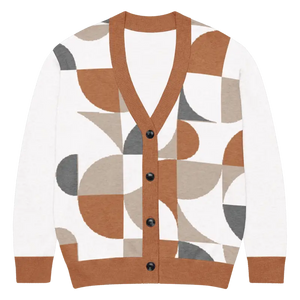 Abstract Geometric Pattern Knitted Cardigan - Cozy Layering - Dipaliz - l - Cardigans