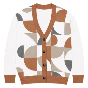 Abstract Geometric Pattern Knitted Cardigan - Cozy Layering - Dipaliz - s - Cardigans