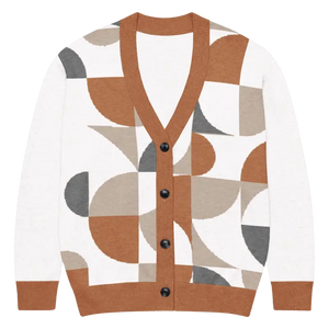 Abstract Geometric Pattern Knitted Cardigan - Cozy Layering - Dipaliz - Xl - Cardigans