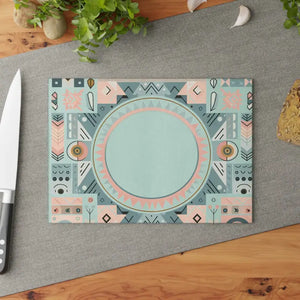 Home Decor - Geometric Glass Cutting Board - Abstract Art Kitchen Essential - Dipaliz