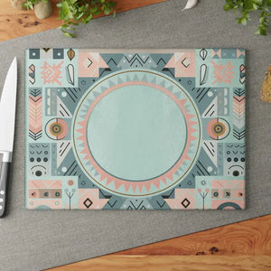 Home Decor - Geometric Glass Cutting Board - Abstract Art Kitchen Essential - Dipaliz