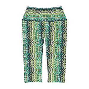 Abstract Green Yoga Capri Leggings - Flex Fit - Dipaliz