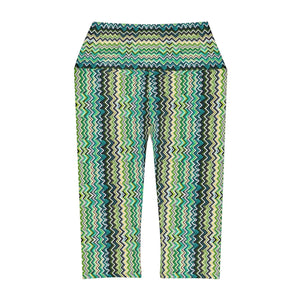 Abstract Green Yoga Capri Leggings - Flex Fit - Dipaliz