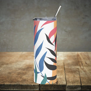 Skinny Matte Tumbler - Abstract Leaves 20oz Steel - Dipaliz - Tumblers