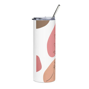 Skinny Matte Tumbler 20oz Stainless Steel Abstract Leaves Dipaliz - White / Tumblers