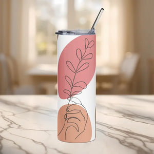 Skinny Matte Tumbler 20oz Stainless Steel Abstract Leaves Dipaliz - White / Tumblers