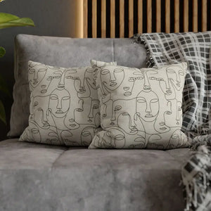 Abstract Line Art Faces Pillow Cover - Modern Neutral - Dipaliz - Throw Pillows