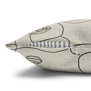 Abstract Line Art Faces Pillow Cover - Modern Neutral - Dipaliz - Throw Pillows