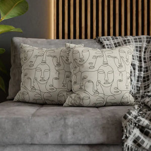 Abstract Line Art Faces Pillow Cover - Modern Neutral - Dipaliz - Throw Pillows