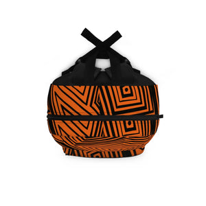 Trendy Orange Backpack - Abstract Lines School Style - Dipaliz - Backpacks