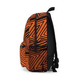 Trendy Orange Backpack - Abstract Lines School Style - Dipaliz - Backpacks