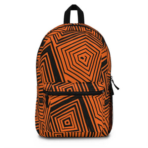 Trendy Orange Backpack - Abstract Lines School Style - Dipaliz - Backpacks