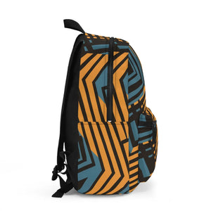 Spacious Lines Blue Backpack - Waterproof Polyester - Dipaliz - Backpacks