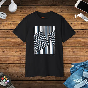 T-shirt Abstract Lines Women’s Fashion Statement Tee - Dipaliz - Black / s - T-shirts