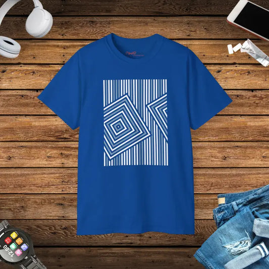 Unisex Ultra Cotton Tee: Bold Abstract Lines for All - Royal / s T-shirt