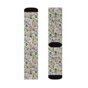 Abstract Neon Skull Sublimation Socks, Creepy Grunge Halloween Crew