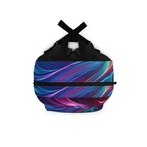Vibrant Neon Waves Backpack - Polyester Street Style - Dipaliz - Backpacks