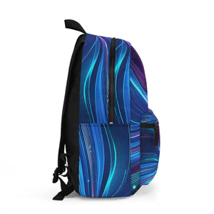 Vibrant Neon Waves Backpack - Polyester Street Style - Dipaliz - Backpacks