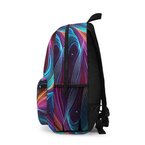 Vibrant Neon Waves Backpack - Polyester Street Style - Dipaliz - Backpacks