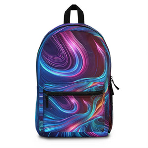 Vibrant Neon Waves Backpack - Polyester Street Style - Dipaliz - Backpacks