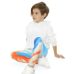 Orange Abstract Pattern Leggings - Fun Kids Activewear - Dipaliz - 11/12 Years