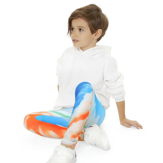 Youth Full-length Leggings with Orange Abstract Style! - 11/12 Years Kids Clothes