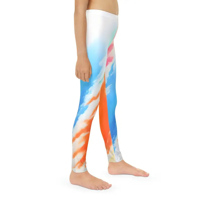 Unlock Style with Youth Orange Abstract Length Leggings - Kids Clothes