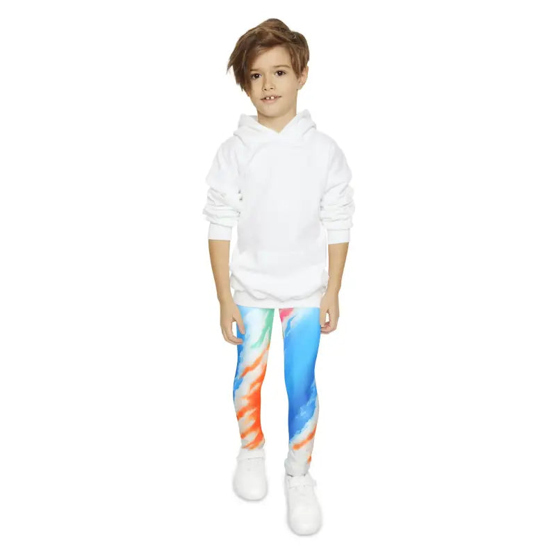 Unlock Style with Youth Orange Abstract Length Leggings - Kids Clothes