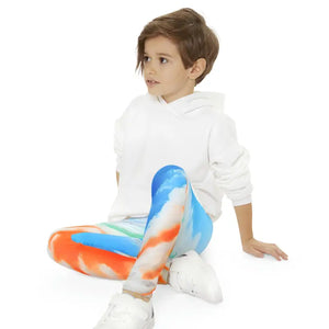 Orange Abstract Pattern Leggings - Fun Kids Activewear - Dipaliz - 9/10 Years
