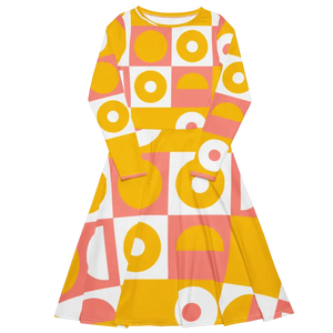 Abstract Orange Midi Dress - Bold Statement Piece - Dipaliz - Dresses