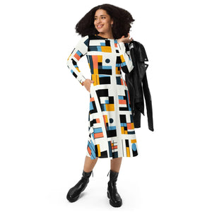 Abstract Pattern Midi Dress – Eco-friendly Cotton - Dipaliz - Dresses - Xs
