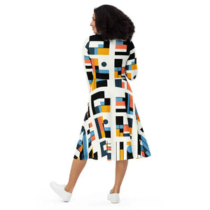 Abstract Pattern Midi Dress - Elegant Women’s Fashion - Dipaliz - Dresses