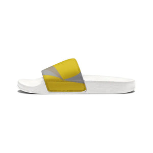 Men’s Pu Slide Sandals Yellow Grey Abstract Design - Dipaliz