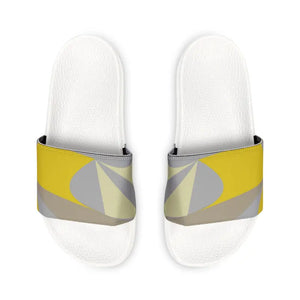 Men’s Pu Slide Sandals Yellow Grey Abstract Design - Dipaliz