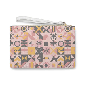 Pink Saffiano Pattern Clutch - Vegan Leather - Dipaliz - Bags
