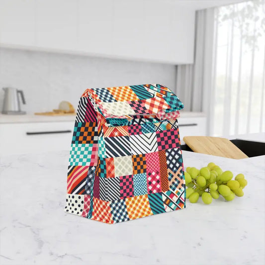 Chic Magnetic Closure Polyester Lunch Bag with Abstract Pattern - 11.75’’ × 7.25’’ 4.75’’ Accessories