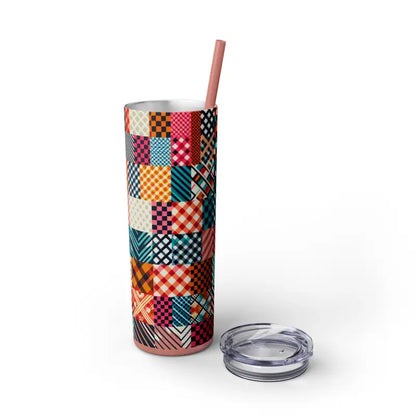 Maars Skinny 20oz Tumbler with Press-on Lid - Sip in Style! - Glossy / Glitter Dusty Rose / Mug