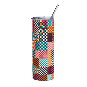 Skinny 20oz Tumbler Abstract Pattern Press-on Lid - Dipaliz - White / Tumblers