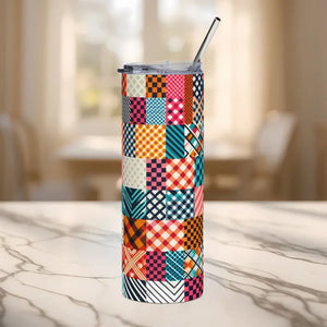 Skinny 20oz Tumbler Abstract Pattern Press-on Lid - Dipaliz - White / Tumblers