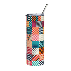 Skinny 20oz Tumbler Abstract Pattern Press-on Lid - Dipaliz - White / Tumblers