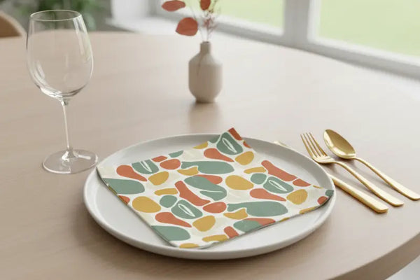 Abstract Pebble Pattern Cocktail Napkins - Retro Party - Dipaliz - White / 4.75’’ x / 50 Pcs - Home Decor