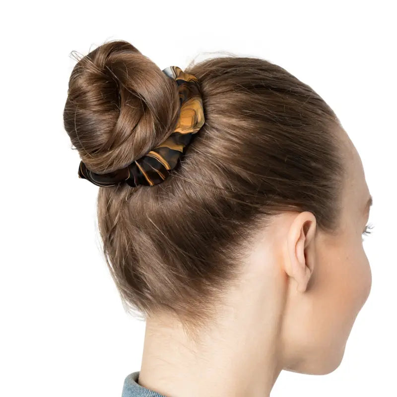 Elevate your Look with Gold Swirl and Abstract Purple Scrunchies - 4’’ × Accessories