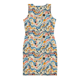 Abstract Swirls Bodycon Dress - Curve Hugging Comfort - Dipaliz - Dresses