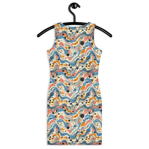 Abstract Swirls Bodycon Dress - Curve Hugging Comfort - Dipaliz - Dresses