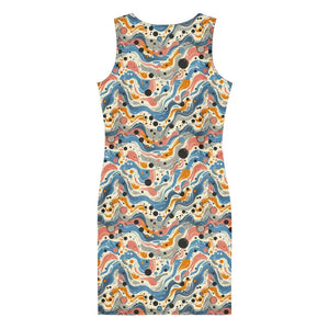 Abstract Swirls Bodycon Dress - Curve Hugging Comfort - Dipaliz - Dresses