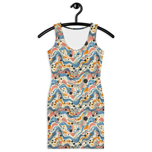 Abstract Swirls Bodycon Dress - Curve Hugging Comfort - Dipaliz - Dresses