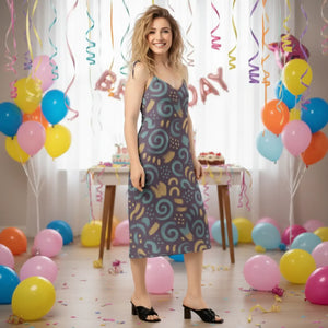 Dreamy Abstract Swirls – Built-in Bra Midi - Dipaliz - Dresses - Xs