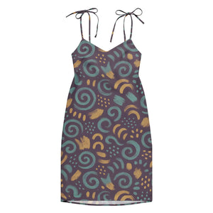 Dreamy Abstract Swirls – Built-in Bra Midi - Dipaliz - Dresses - Xs