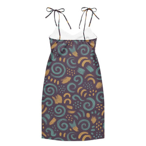Dreamy Abstract Swirls – Built-in Bra Midi - Dipaliz - Dresses - Xs