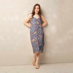 Dreamy Abstract Swirls – Built-in Bra Midi - Dipaliz - Dresses - Xs